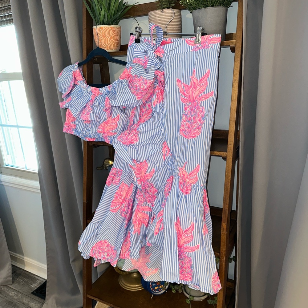 Lilly Pulitzer Larissa Maxi Set in Rum Swizzle Blue Peri - Picture 2 of 12